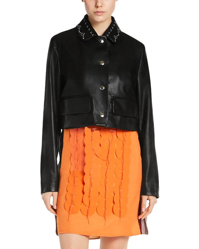 Leather Studded Collar Jacket