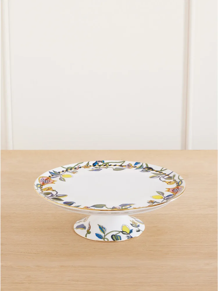 Gold-plated painted porcelain cake stand