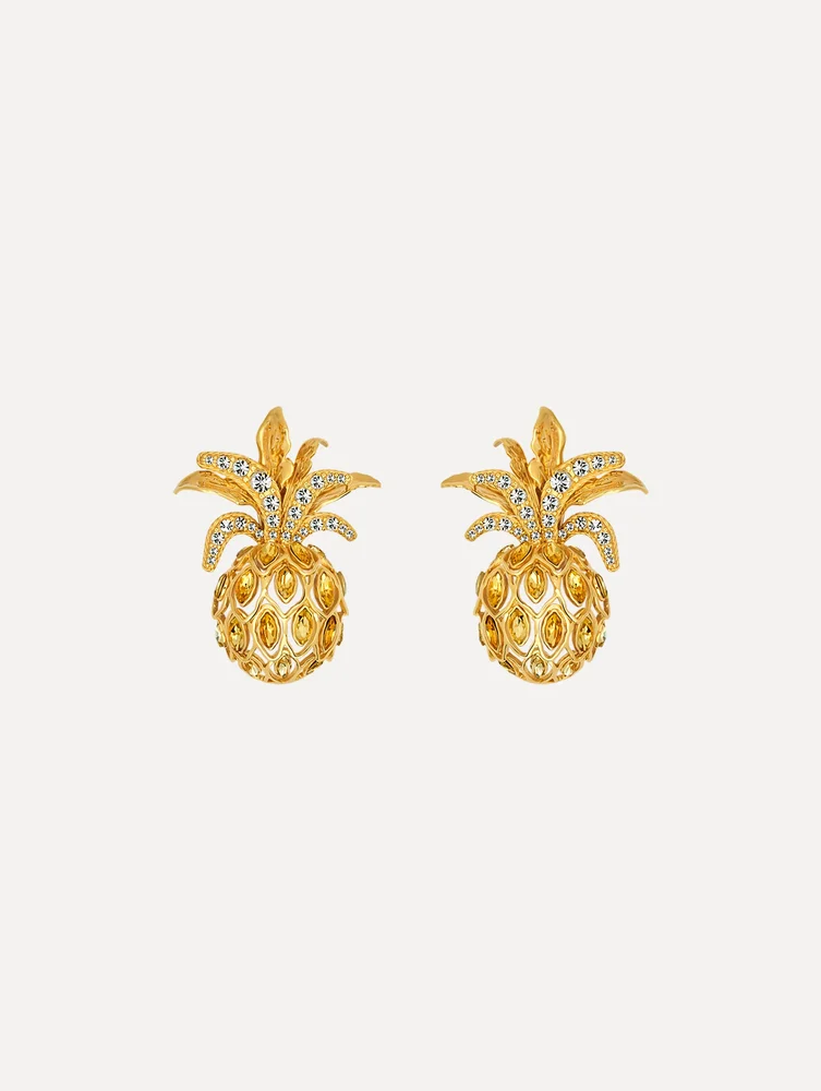 Pineapple Pavé Clip-On Earrings
