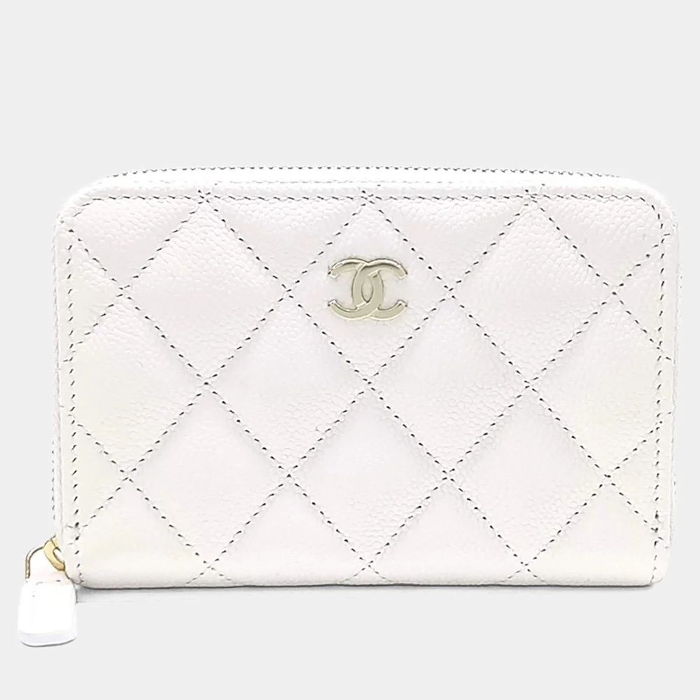 White Caviar Leather Medium Wallet