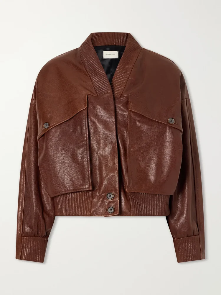Cropped leather jacket