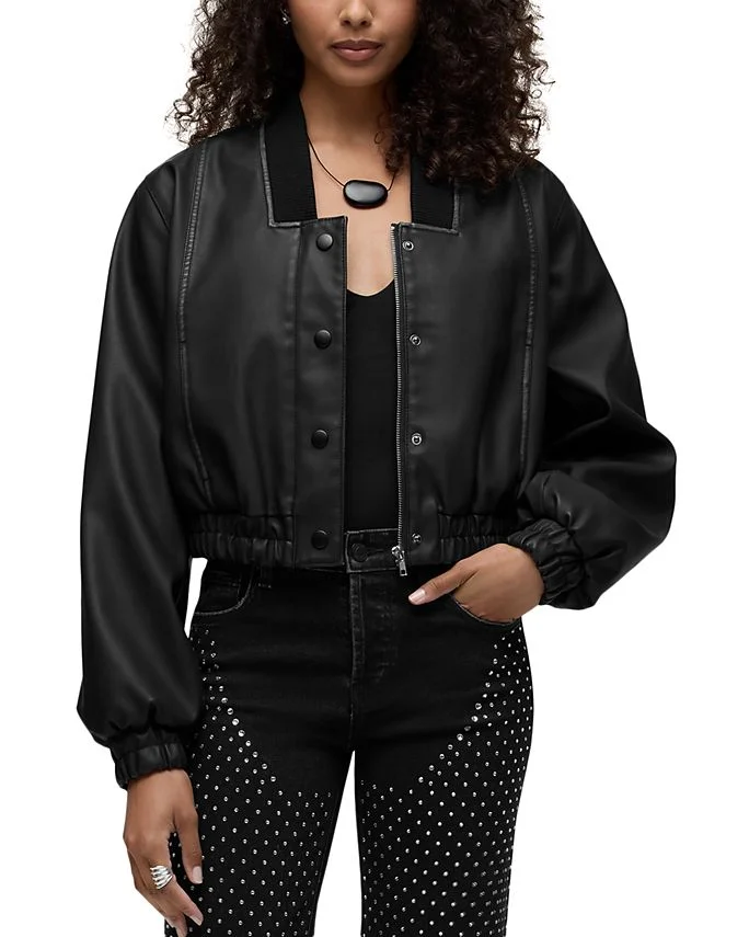 Faux Leather Bomber Jacket