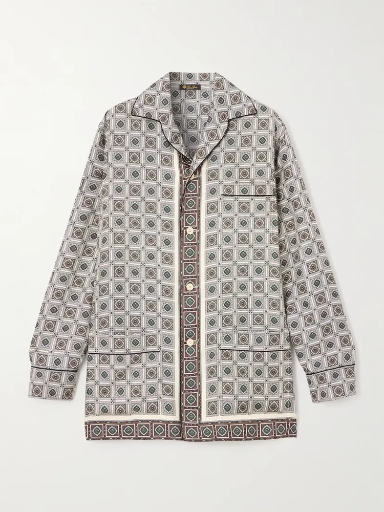 Lian printed silk-twill shirt