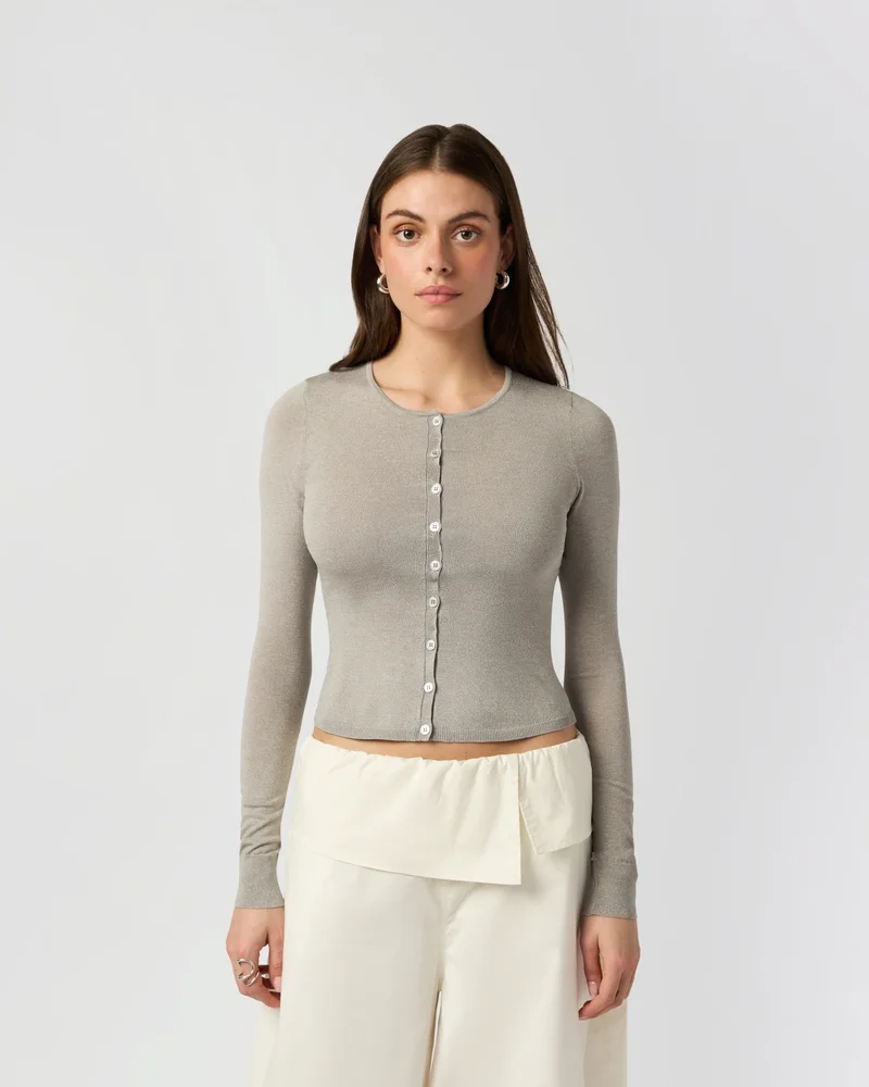 Fitted Heather Grey Cardigan
