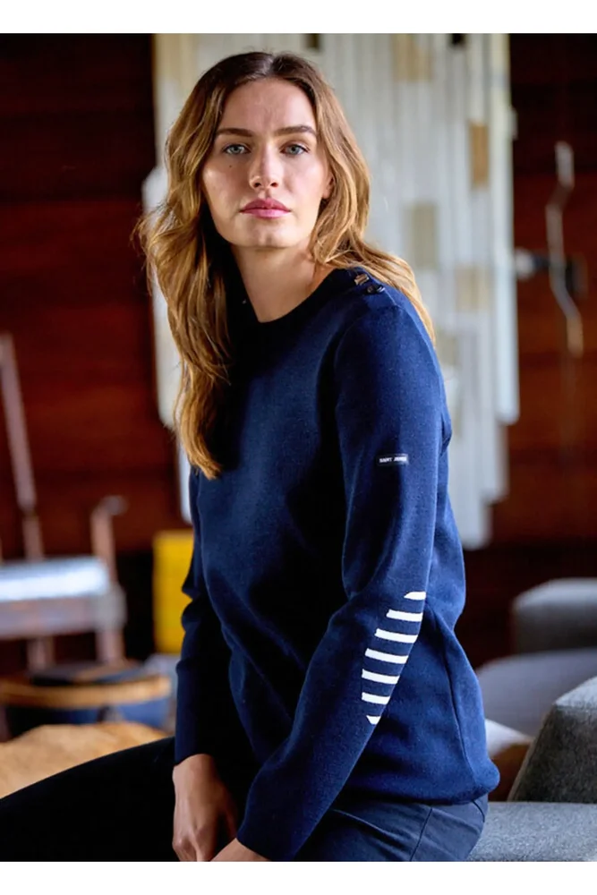 Saint James — BREGANCON Breton Sweater with Jacquard Elbow Patch