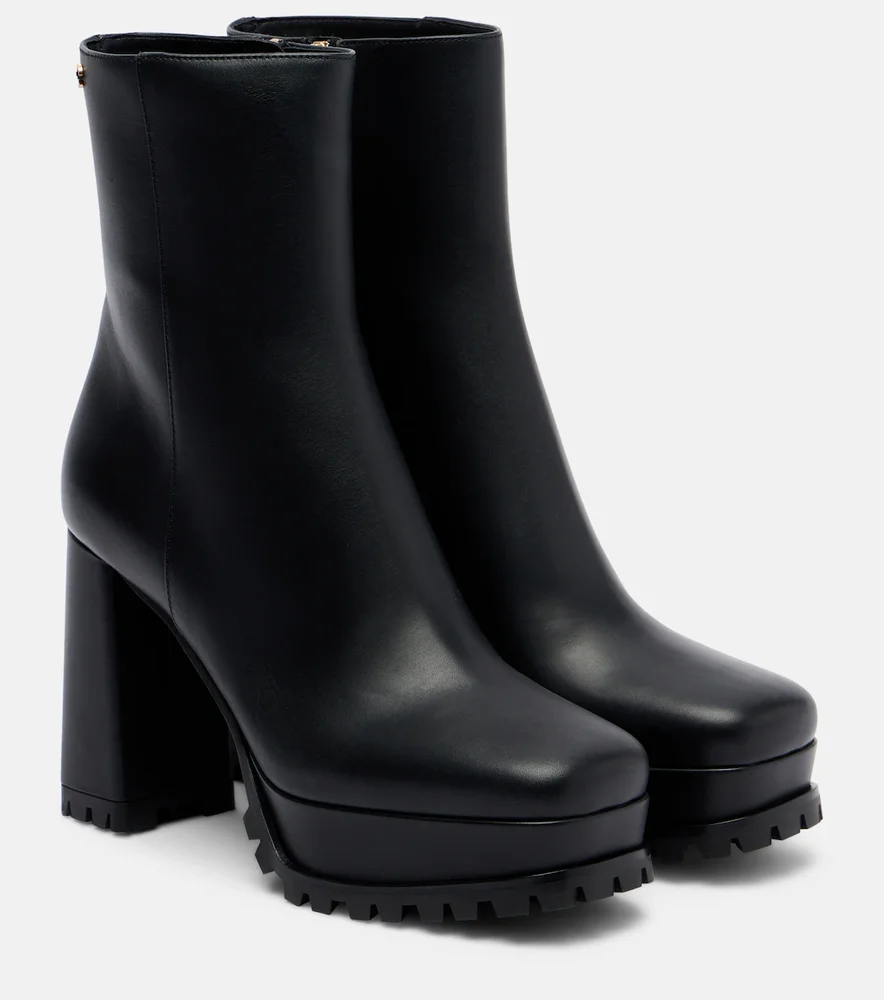 Harlem leather platform ankle boots