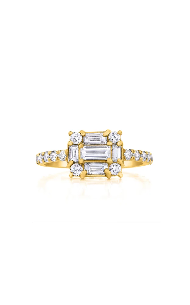 Clarity Cube 18K Yellow Gold Diamond Ring