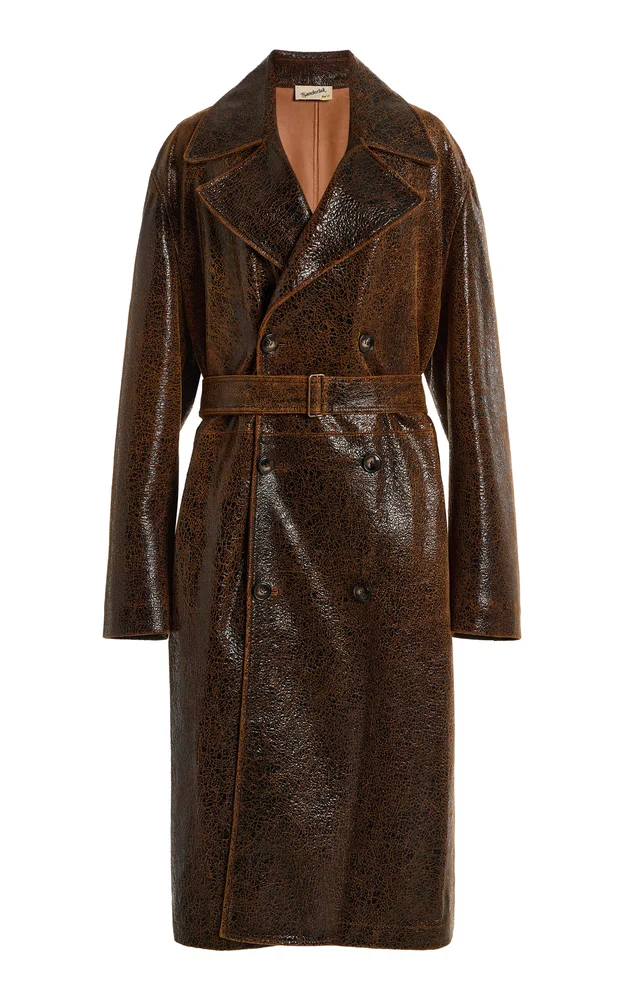 Belted Leather Trench Coat