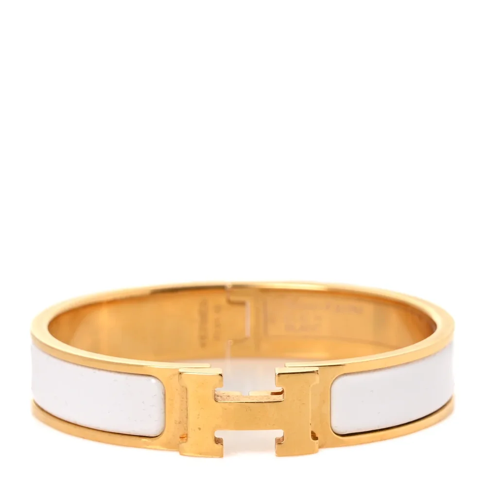Enamel Narrow Clic Clac H Bracelet PM White