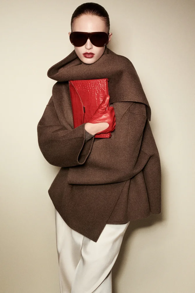 Double-faced wool-blend scarf jacket