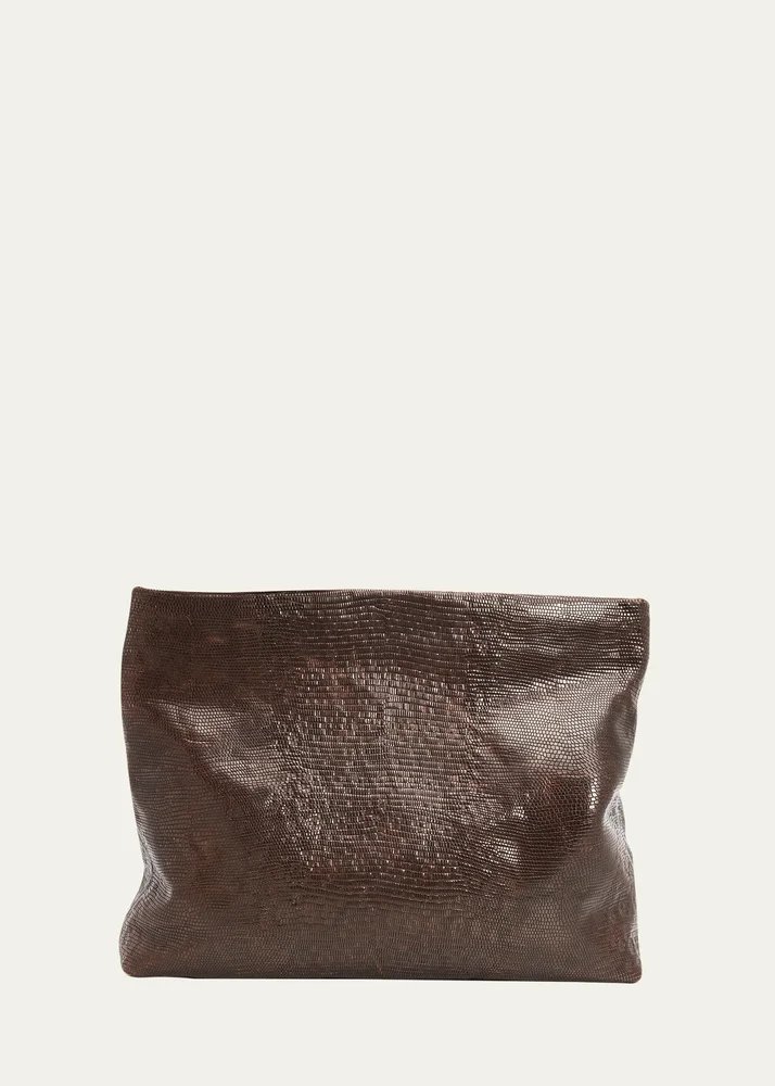 Jerry Lizard-Embossed Leather Clutch Bag