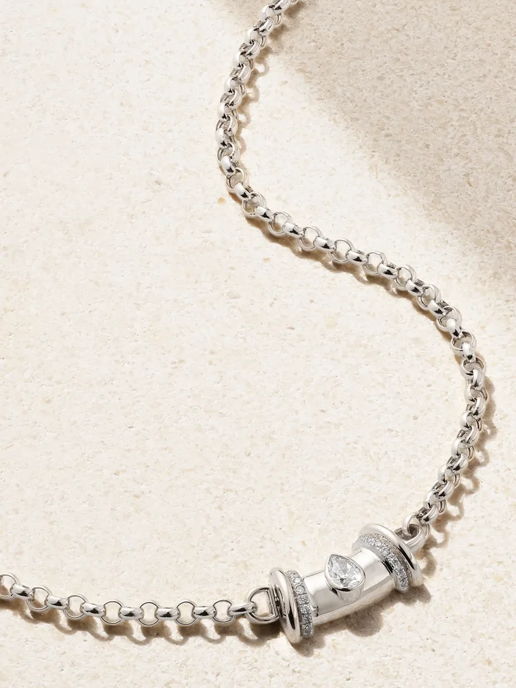 Warrior Princess 18-karat white gold diamond necklace