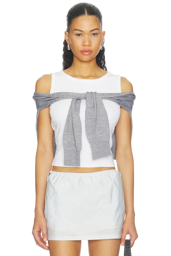 Pre-styled Tank Top With Draped Cardigan