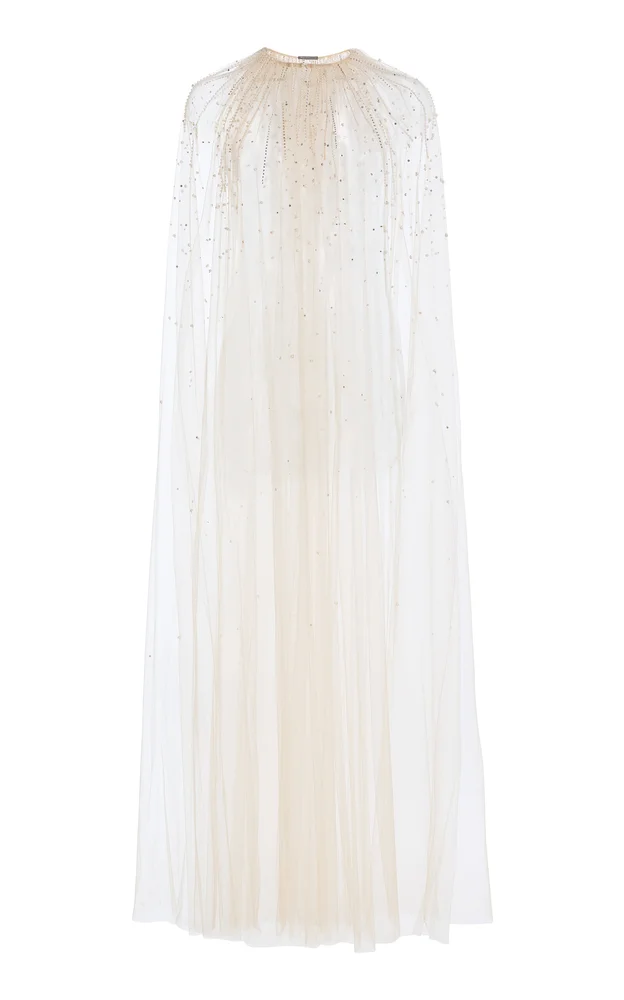 Embroidered Tulle Evening Cape