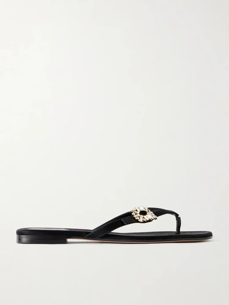 infradito embellished satin thong sandals