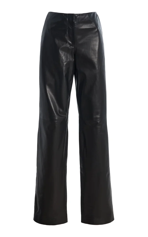 Easy Leather Straight-Leg Pants