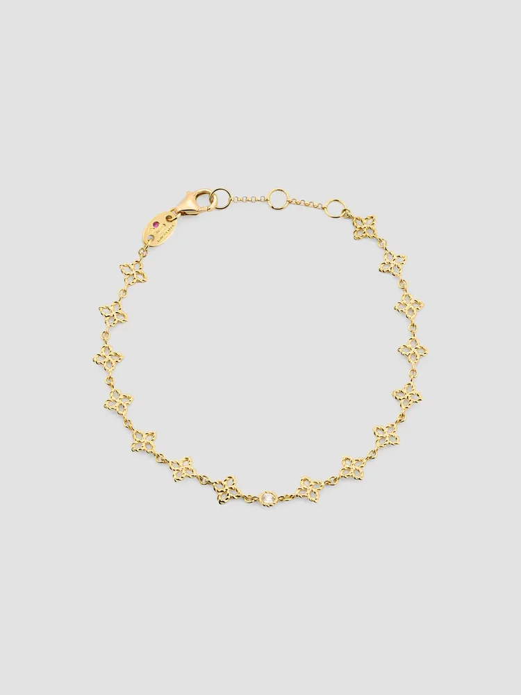 Principessa 18K Yellow Gold & 0.58 TCW Diamond Flower Link Bracelet