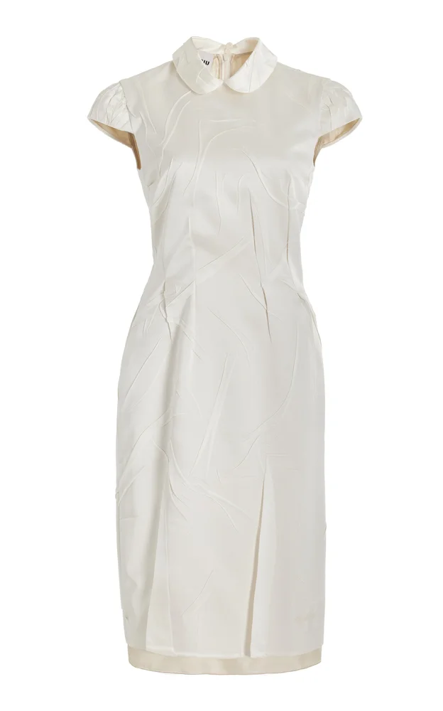 Crushed Silk Satin Midi Dress