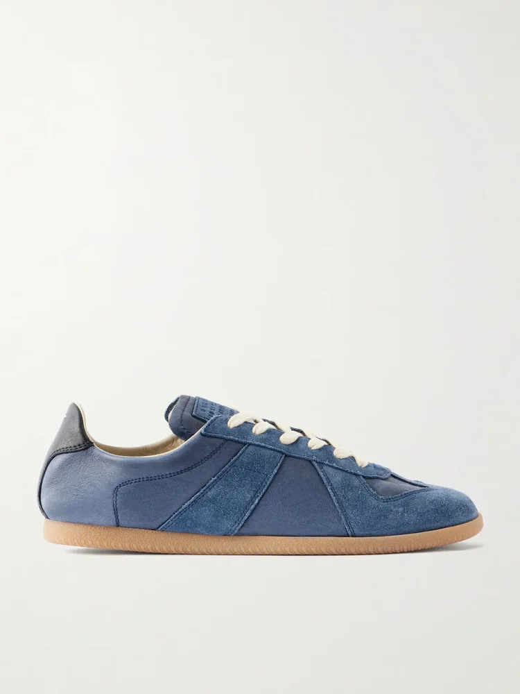 Replica Suede-Trimmed Leather Sneakers