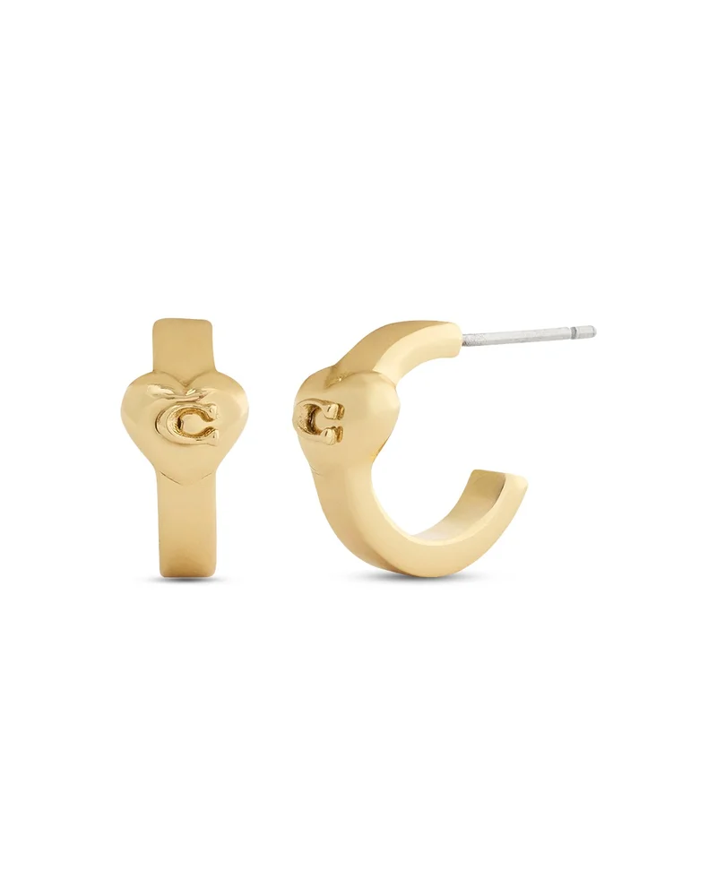 Signature C Heart Huggie Hoop Earrings