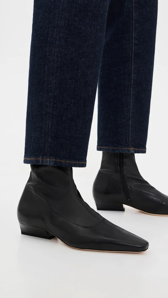 Wally Sock Flat Leather Ankle Boots
