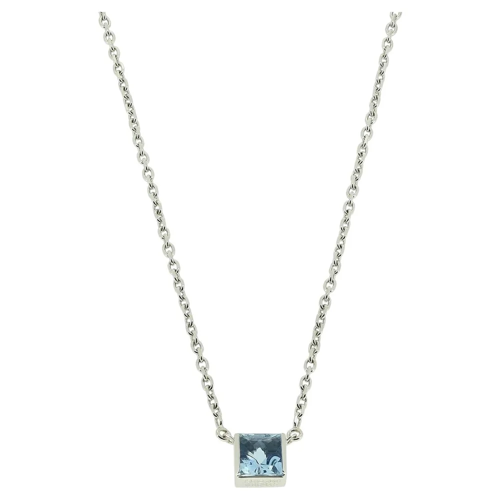 Pre-Owned Tank Aquamarine Necklace, 18K White Gold Chain (Very Good)