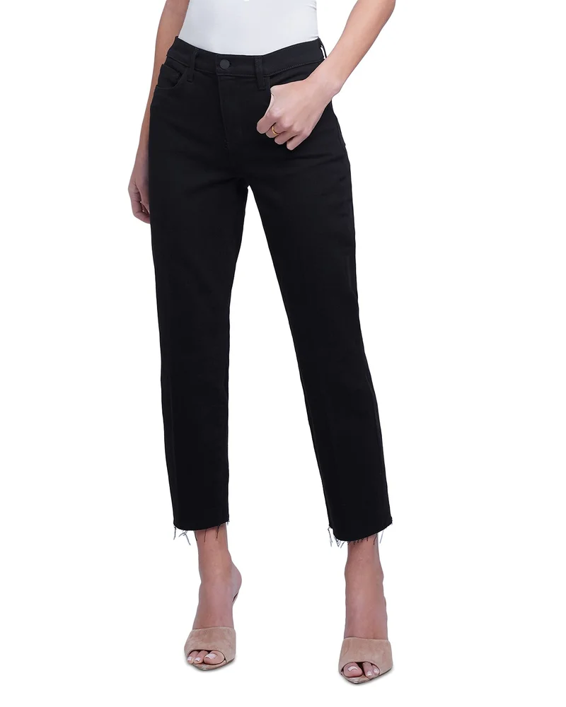 Sada High Rise Cropped Straight Leg Jeans in Noir