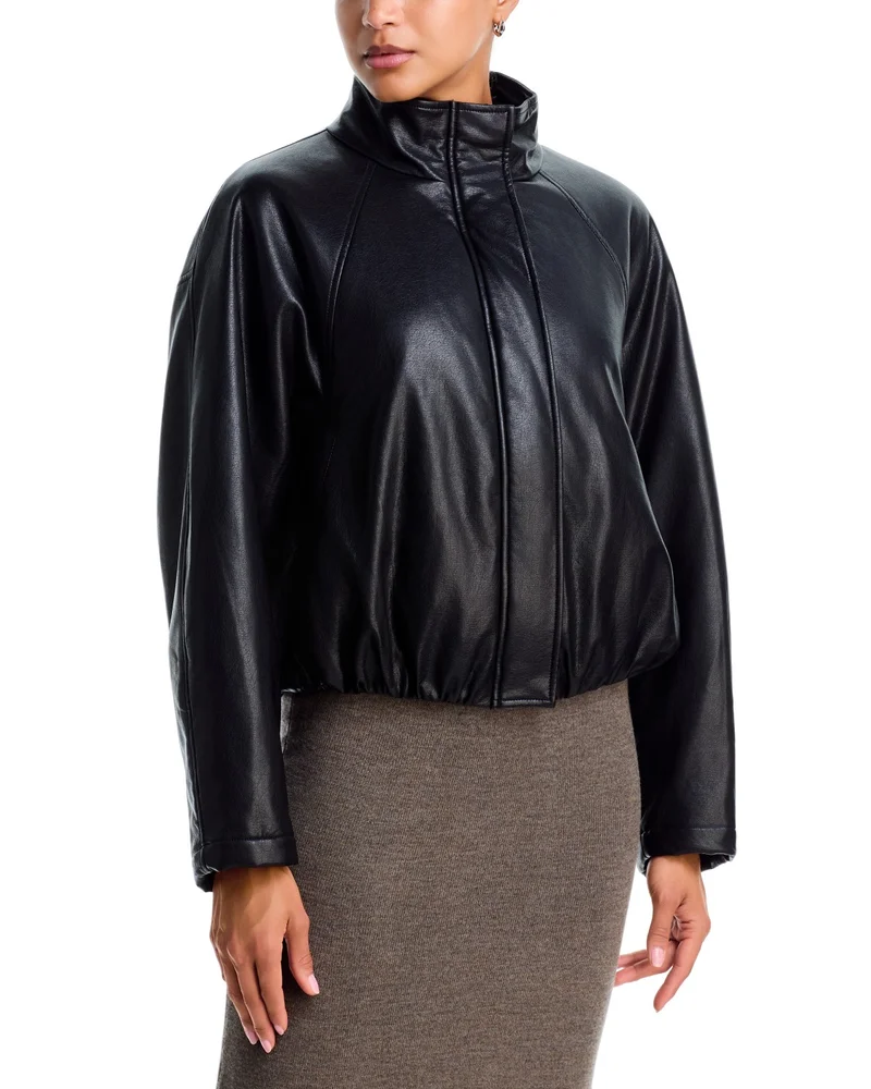 Faux Leather Bomber Jacket