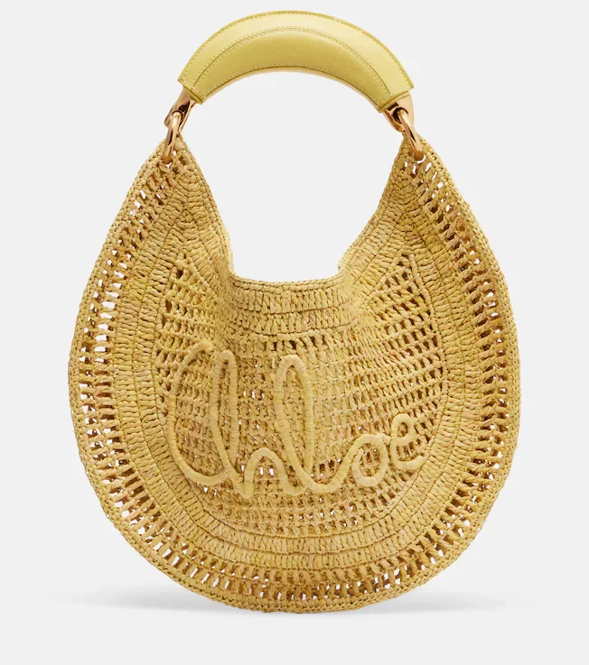 Summer Banana raffia shoulder bag