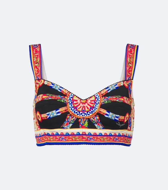 Carretto silk-blend charmeuse crop top