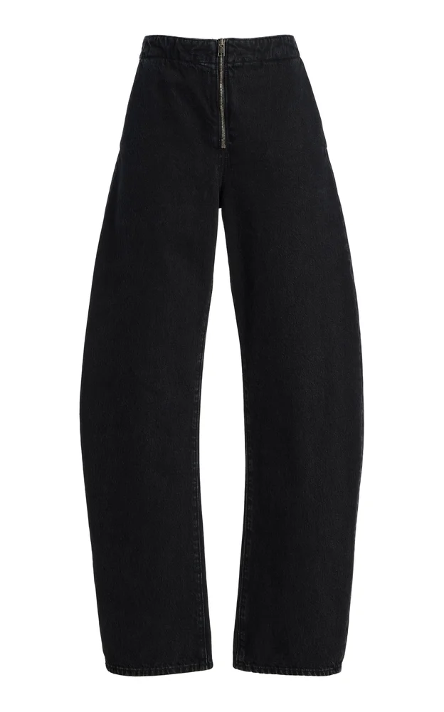 The Zip Rigid High-Rise Barrel-Leg Jeans