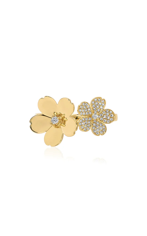 Cherry Blossom 14K Yellow Gold Diamond Ring