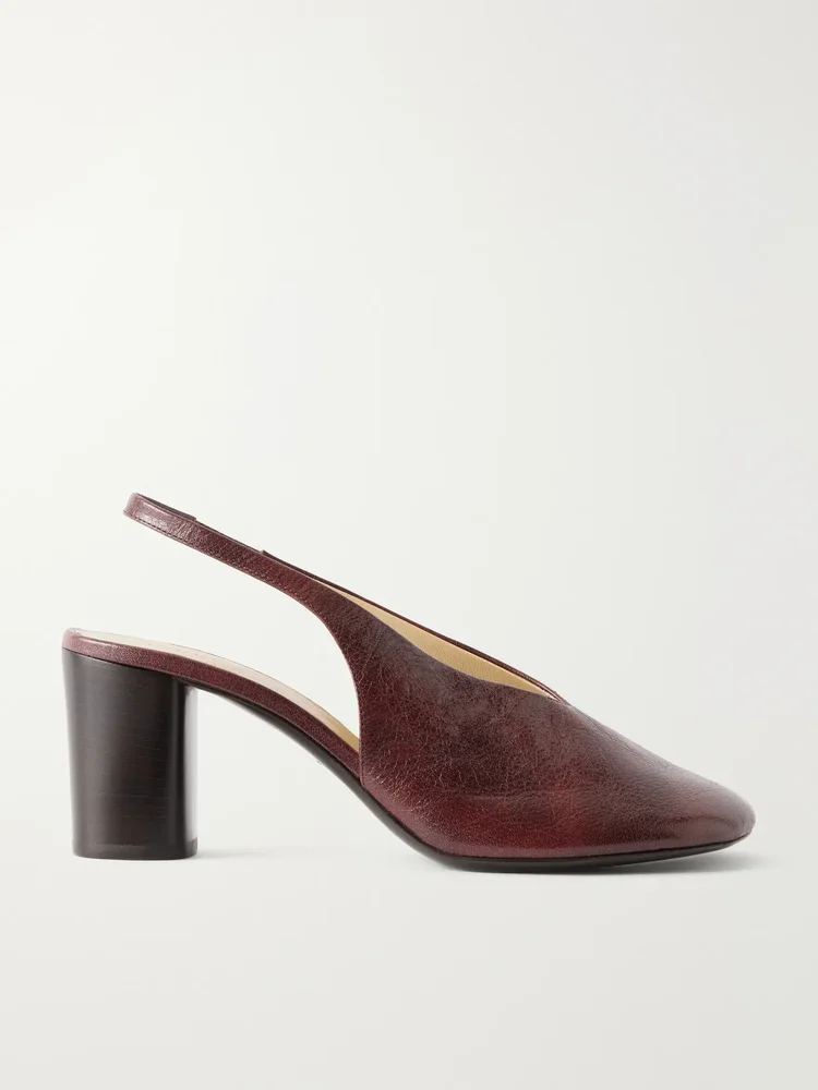 Glove 80 crinkled-leather slingback pumps