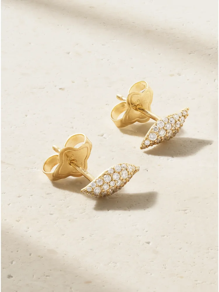 Petite Pavé Flute 18-karat gold diamond earrings