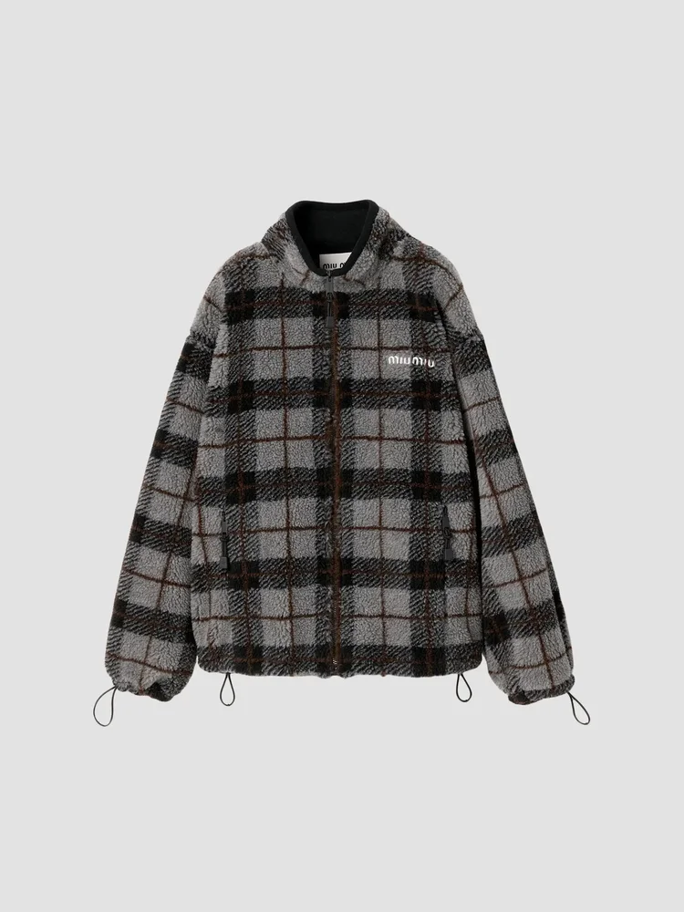 Checked Teddy Zipper Jacket