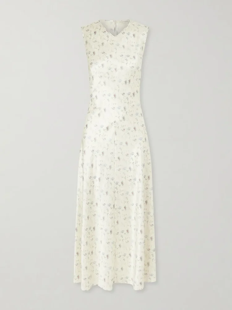 Adelana floral-print silk-satin midi dress