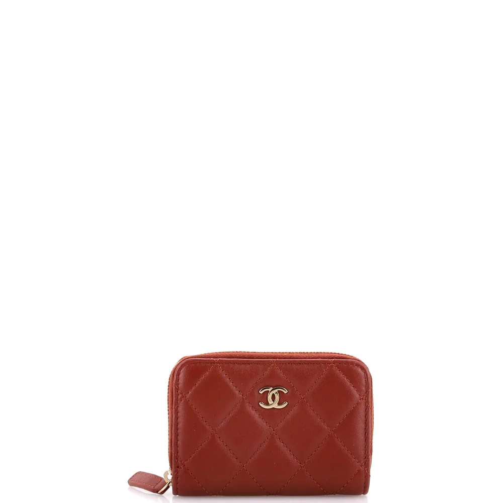 CC Zip Coin Purse Quilted Lambskin Small