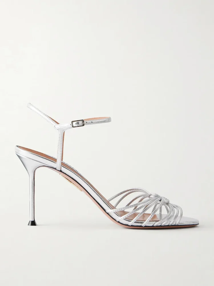 Serenity 85 knotted metallic leather sandals