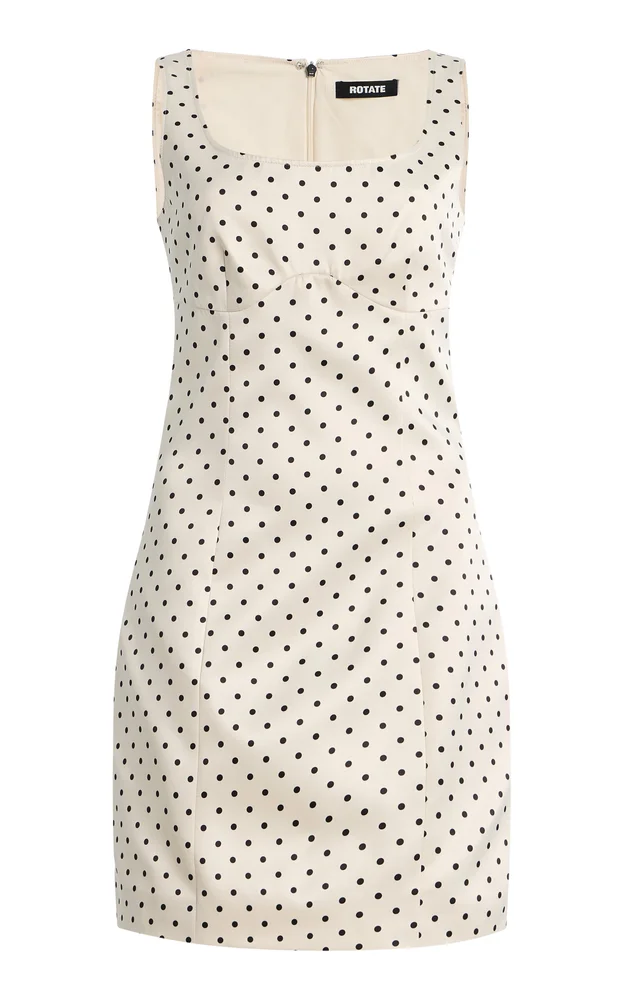 Polka-Dot Satin Mini Dress