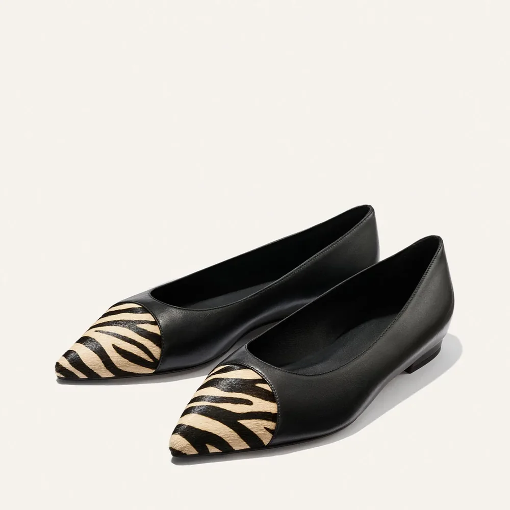 The Alba - Black Nappa and Zebra Haircalf