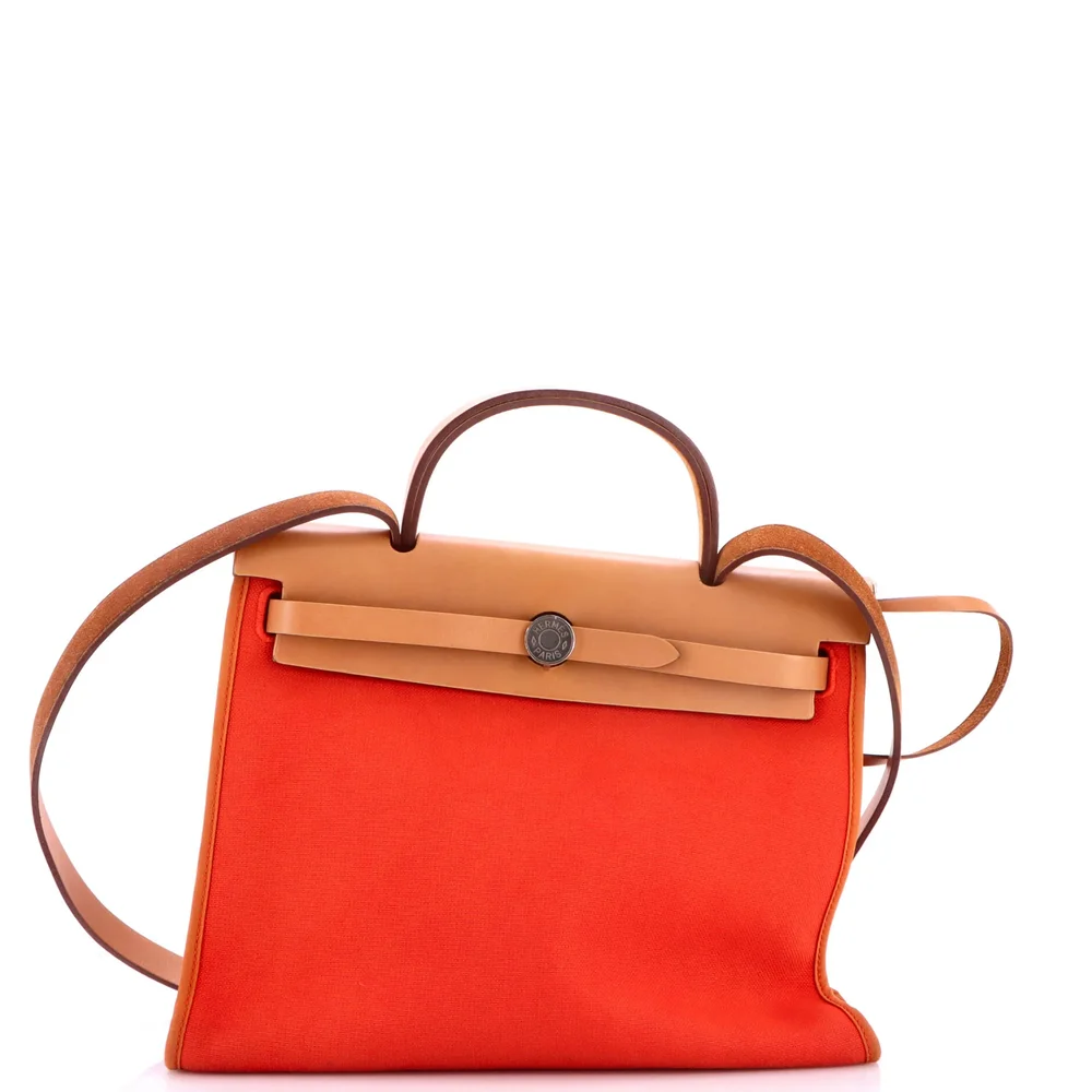 Pre-Owned Herbag Zip Leather and Toile 31