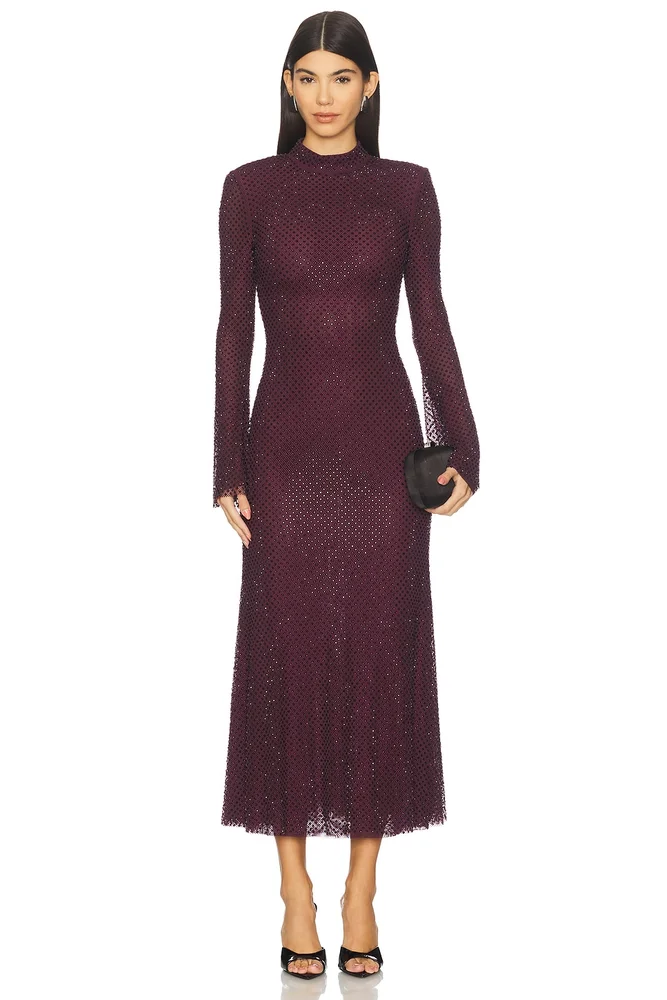 Rhinestone Gathered Midi Dress