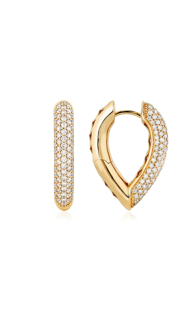 Drop Link Medium 18K Yellow Gold Diamond Earrings
