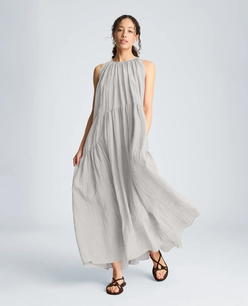 Gathered Halter Neck Maxi Dress