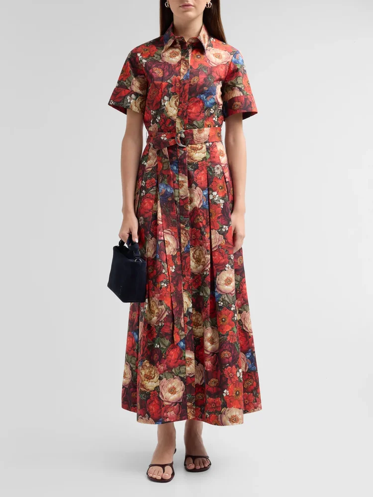 Leighton Floral Pleated Midi Shirtdress