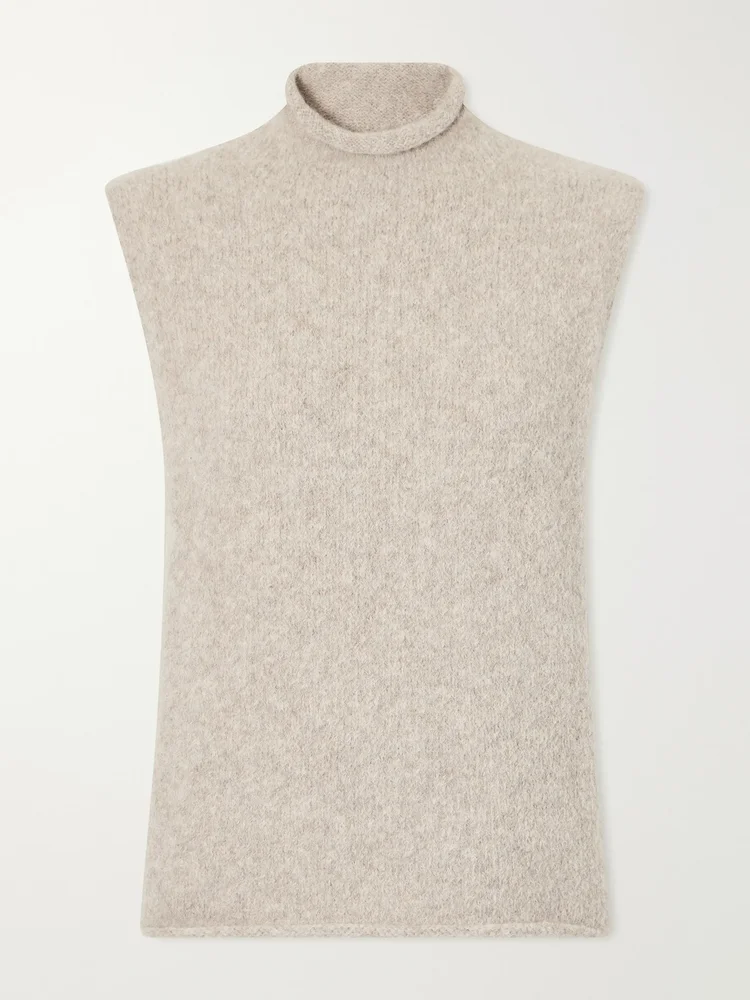 Alpaca-blend turtleneck tank