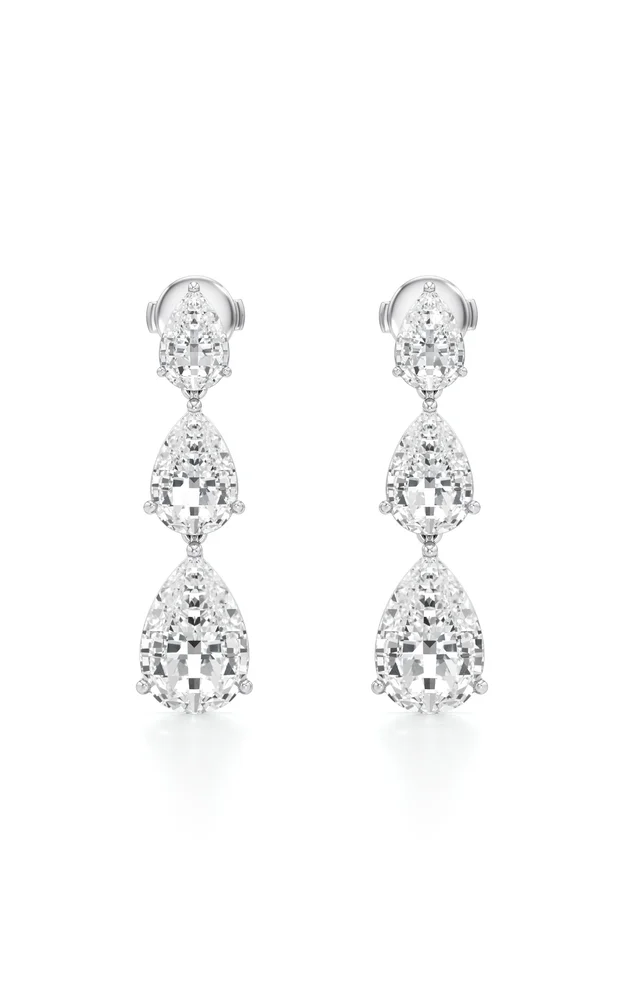 18K Yellow Gold Diamond Drop Earrings