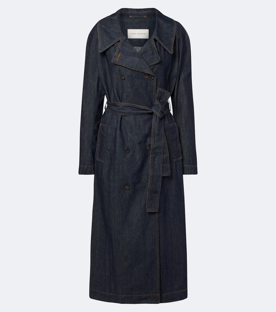 Denim trench coat