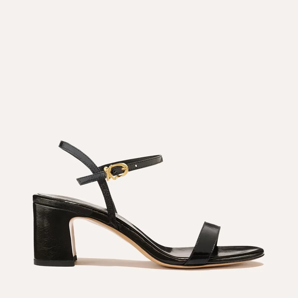 Cleo Sandal - Black Crinkle-Gloss Nappa