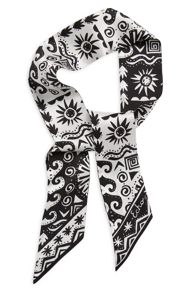 Sun & Surf Reversible Silk Skinny Scarf